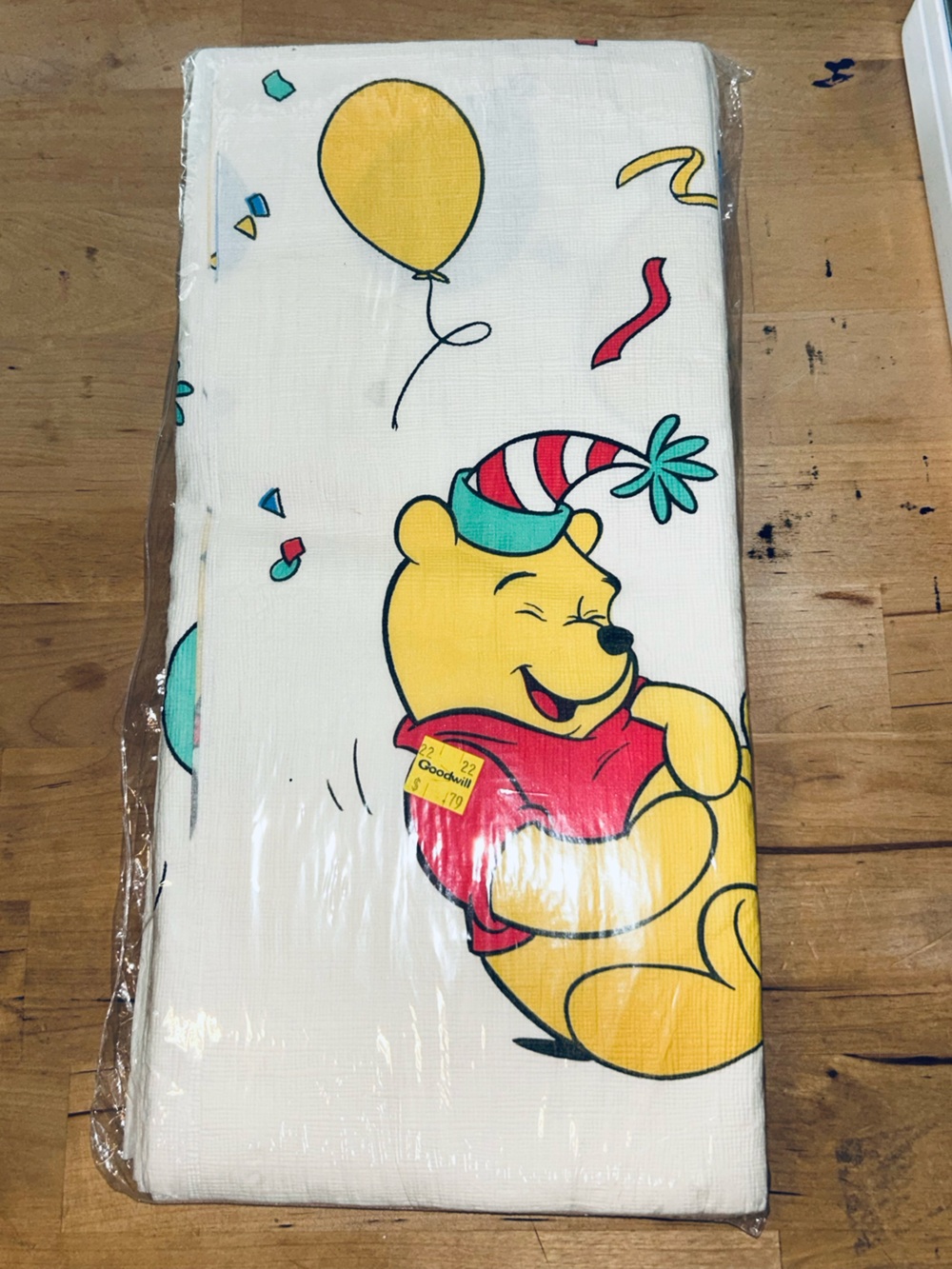 Vtg Winnie The Pooh Plastic Table Cover Disney Hallmark Party Tablecloth 54x102